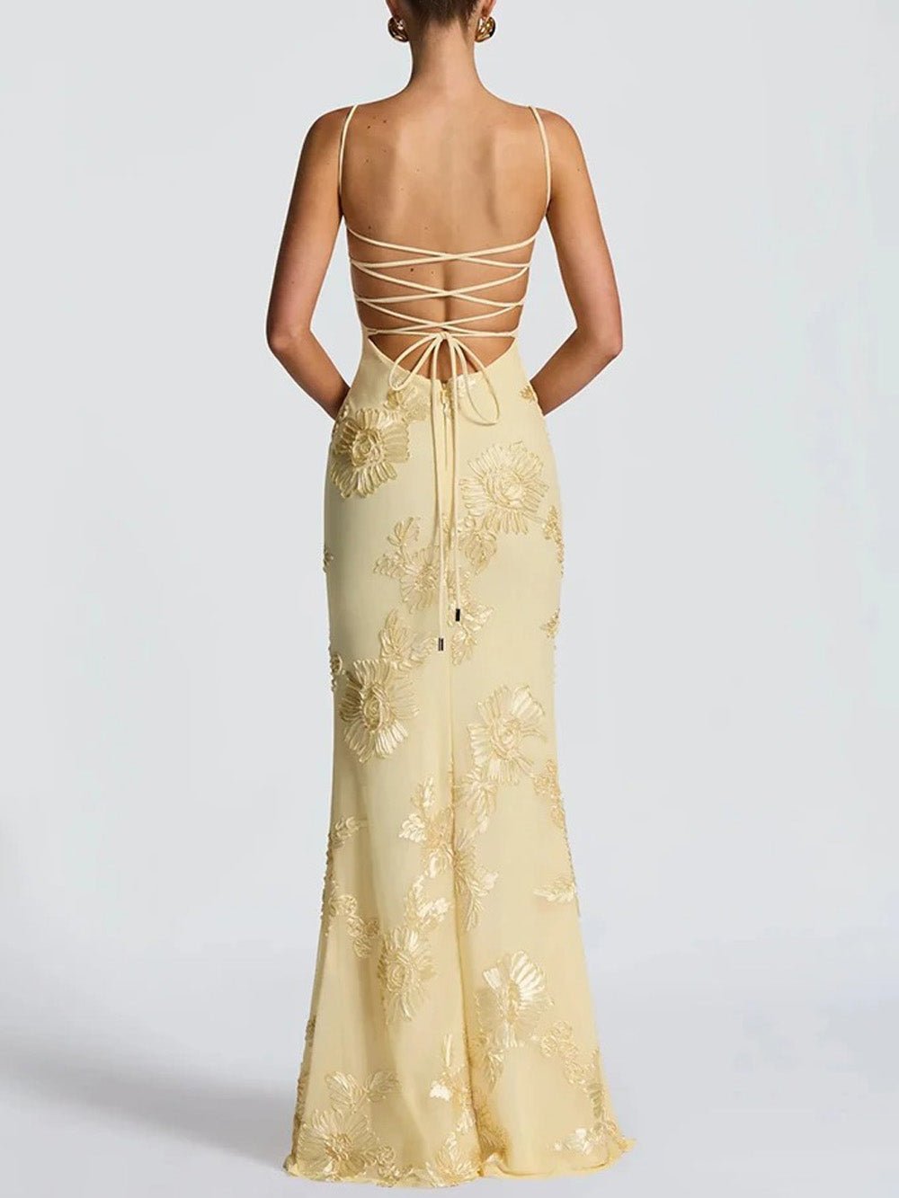 3D Floral Embroidery Corset Sweetheart Spaghetti Strap Mermaid Maxi Gown 2