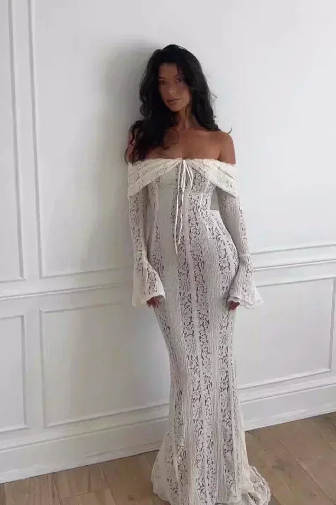 Lace Off Shoulder Maxi Dress 11