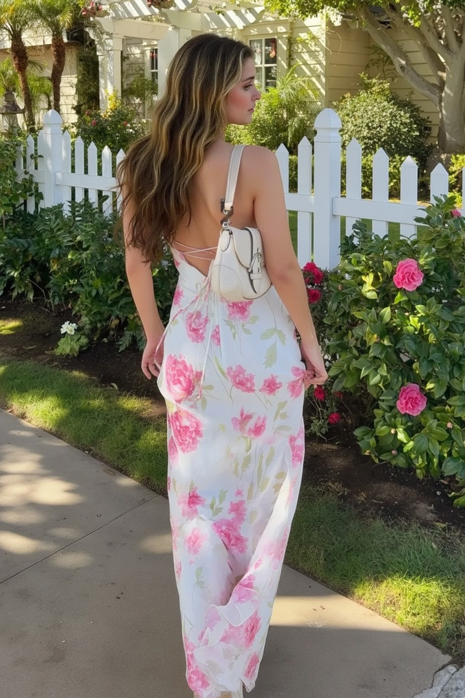 Sweetheart Neckline Floral Print Spaghetti Strap Bustier Maxi Dress 4