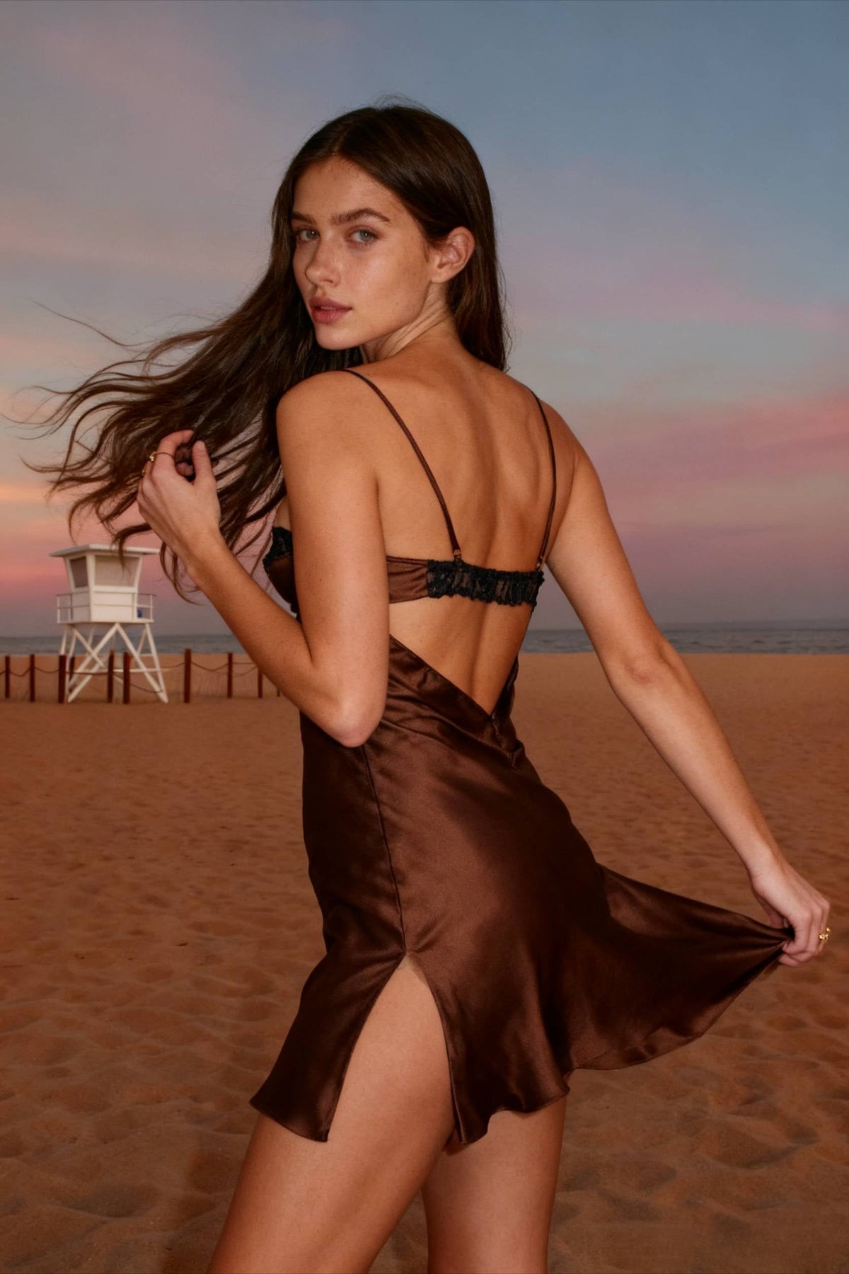 Satin Lace Trim Bustier Sweetheart Neck Spaghetti Strap Slip Mini Dress 6