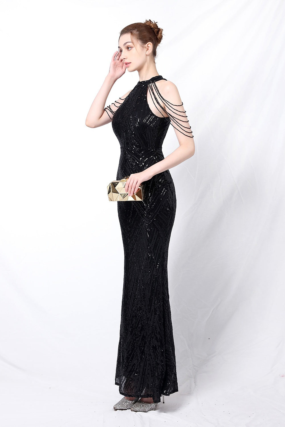 Sequin Halter Mermaid Maxi Dress 3