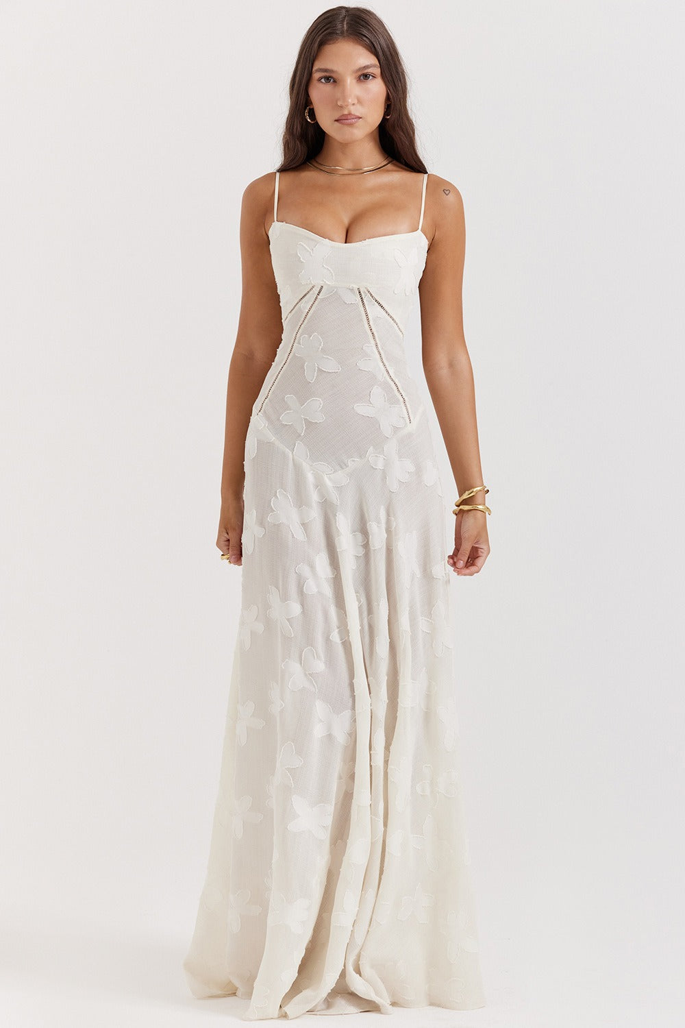 Bustier Seam Spaghetti Strap Devore Burnout Maxi Dress 17