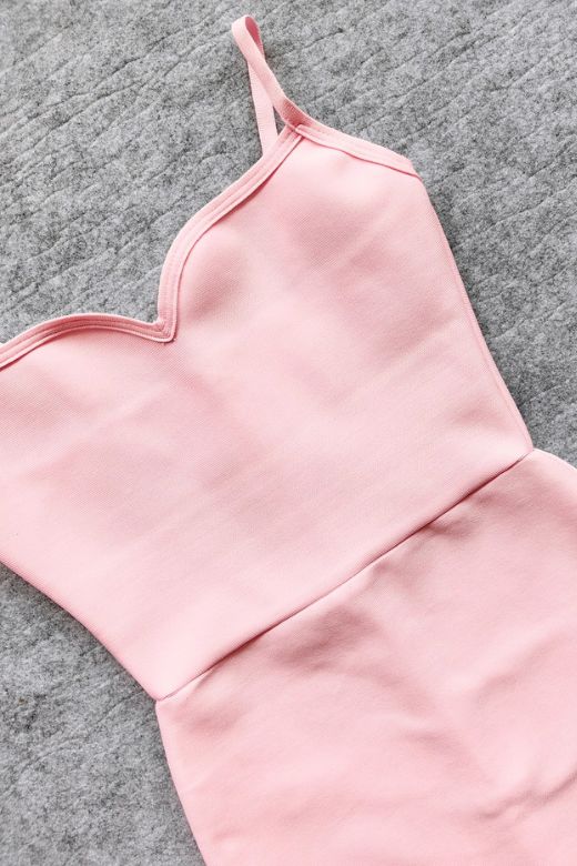 Dusty Pink Spaghetti Strap Sweetheart Bustier Bodycon Maxi Dress 10