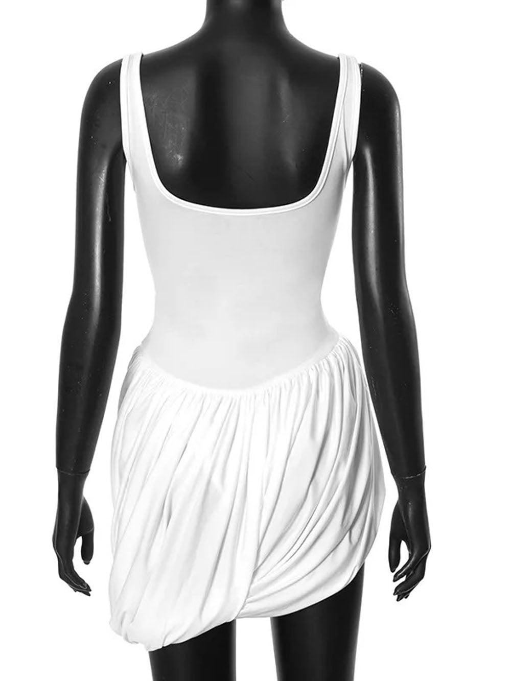 Sleeveless Scoop Neck Draped Tulip Hem Split Mini Dress 4