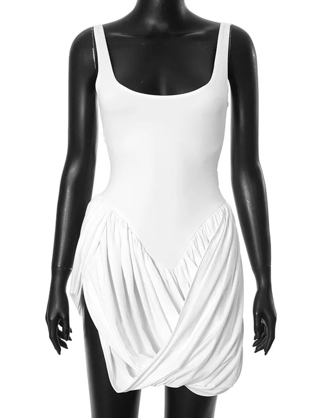 Sleeveless Scoop Neck Draped Tulip Hem Split Mini Dress 5
