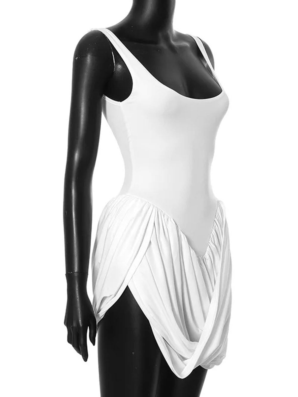 Sleeveless Scoop Neck Draped Tulip Hem Split Mini Dress 6