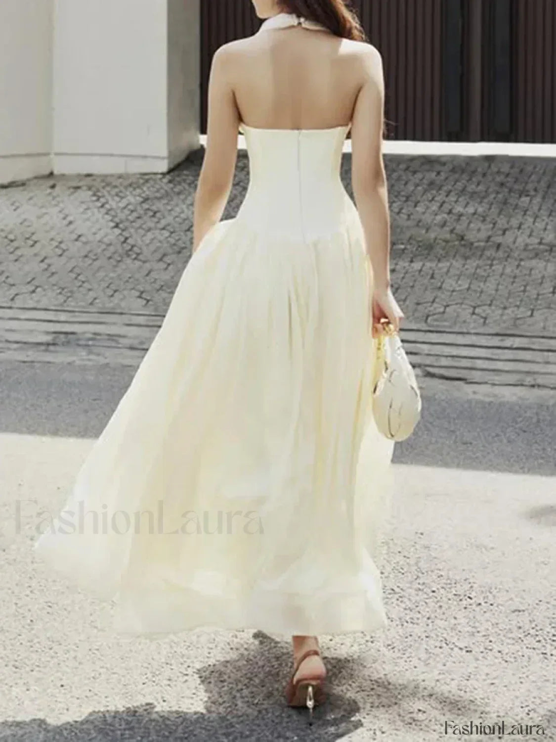 Apricot Buttoned Patchwork V-Neck Maxi Dress 17