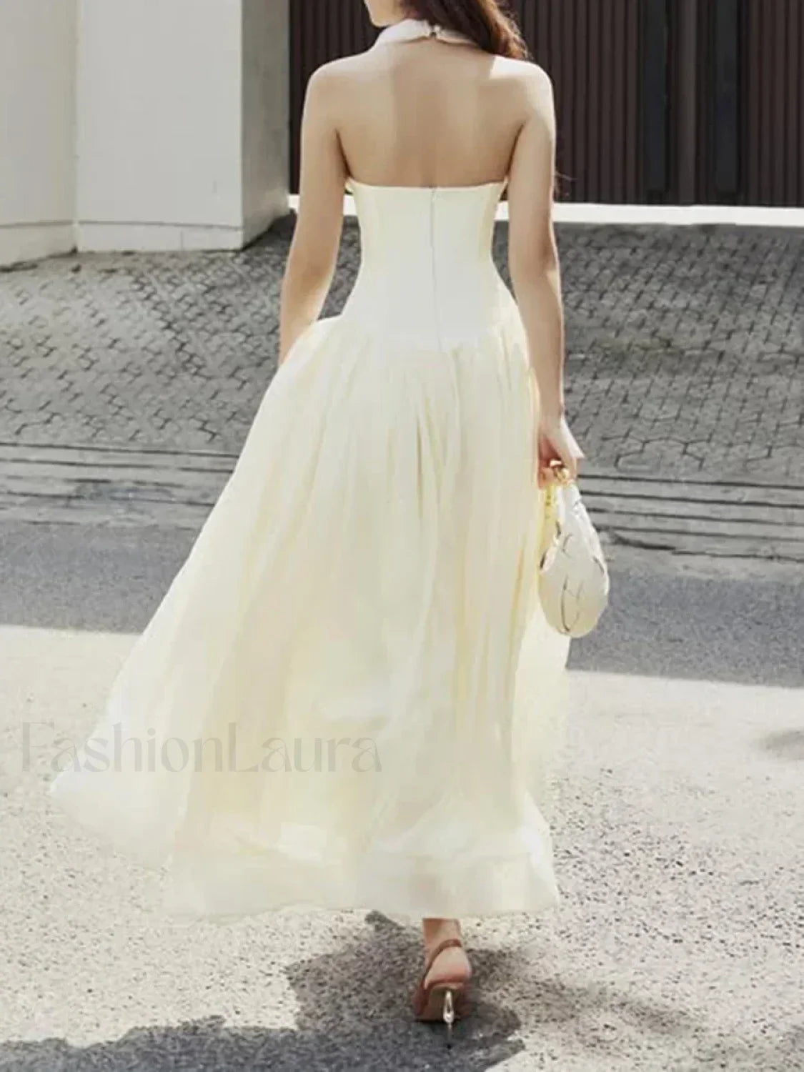 Apricot Buttoned Patchwork V-Neck Maxi Dress 9