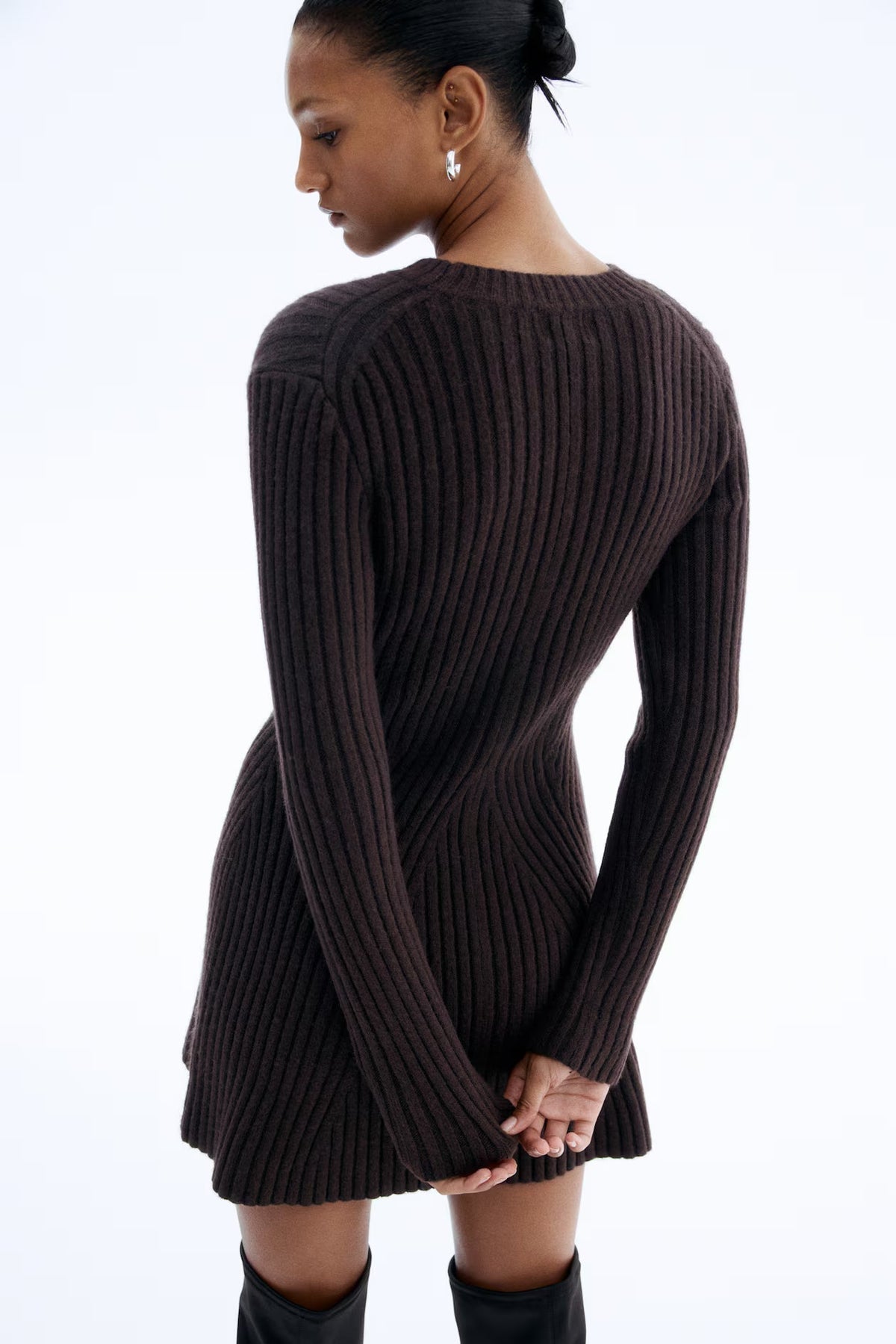 Lace Knit Scoop Neck Spaghetti Strap Mini Dress 12
