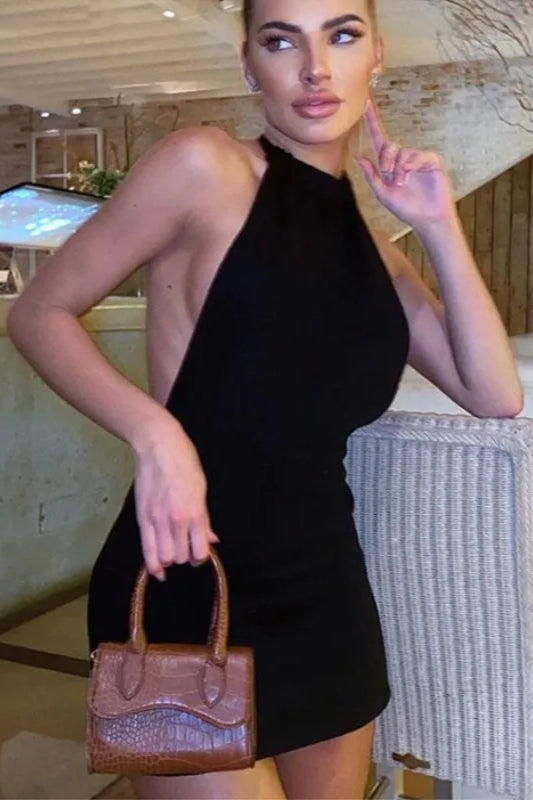 Halter Neck Backless Bodycon Mini Dress