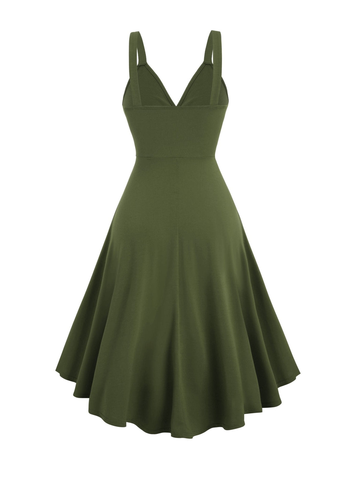 Surplice V-Neck Ring Detail Sash Belt High-Low A-Line Sleeveless Dress 7