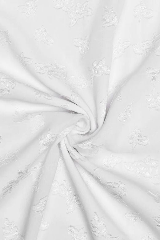 Pearl White Lace Panel Bustier Basque Waist High Split Flowy Maxi Dress 9