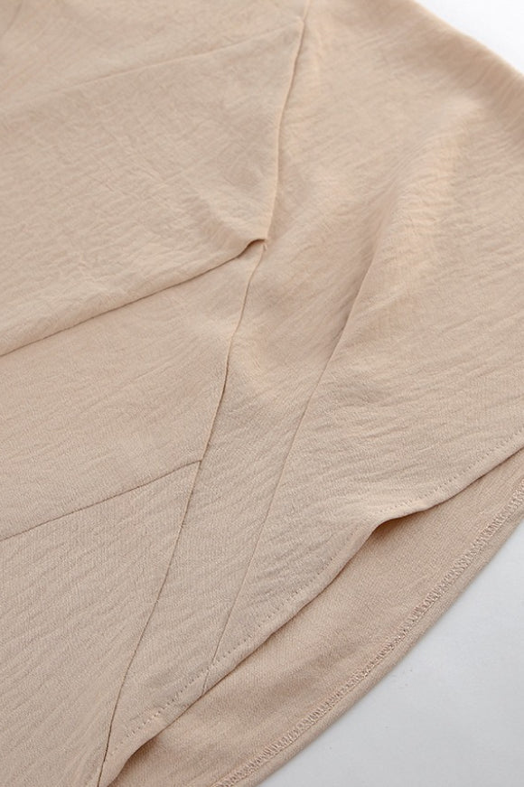 Puff Cuff Button Down Wrap Front Asymmetrical Pleated Shirt Mini Dress 6