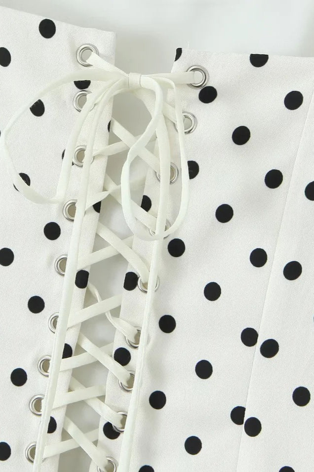 Polka Dot Square Neck Fit and Flare Mini Dress 3