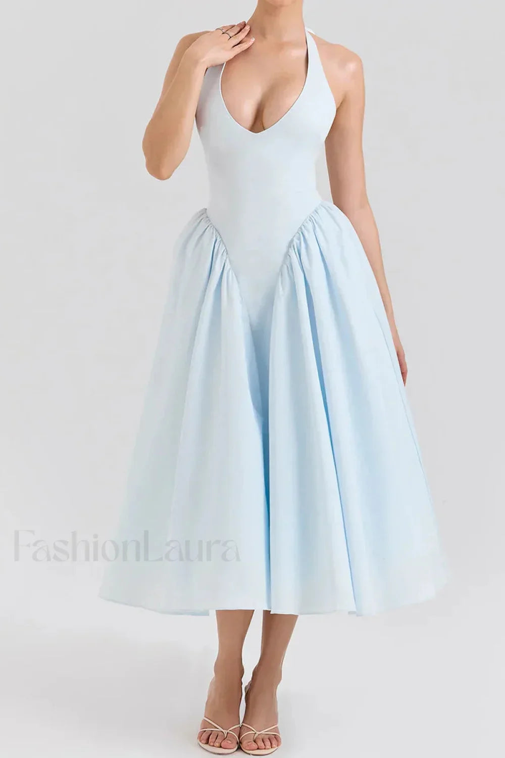 Deep V-Neck Backless Slim Fit Maxi Dress 23