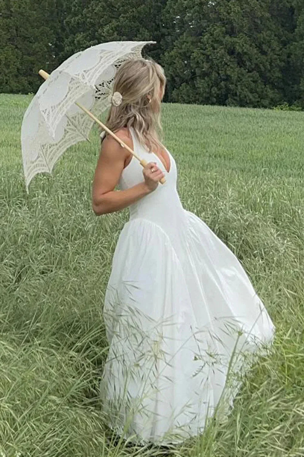 Deep V-Neck Backless Slim Fit Maxi Dress 27