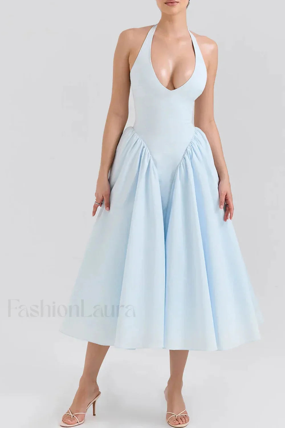 Deep V-Neck Backless Slim Fit Maxi Dress 24