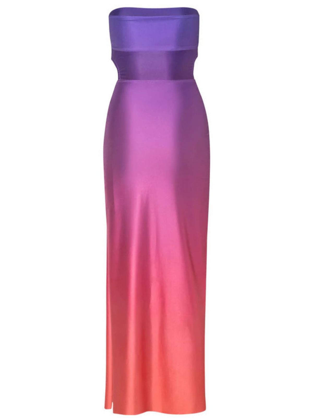 Strapless Waist Cutout Ombre Bodycon Maxi Dress 6