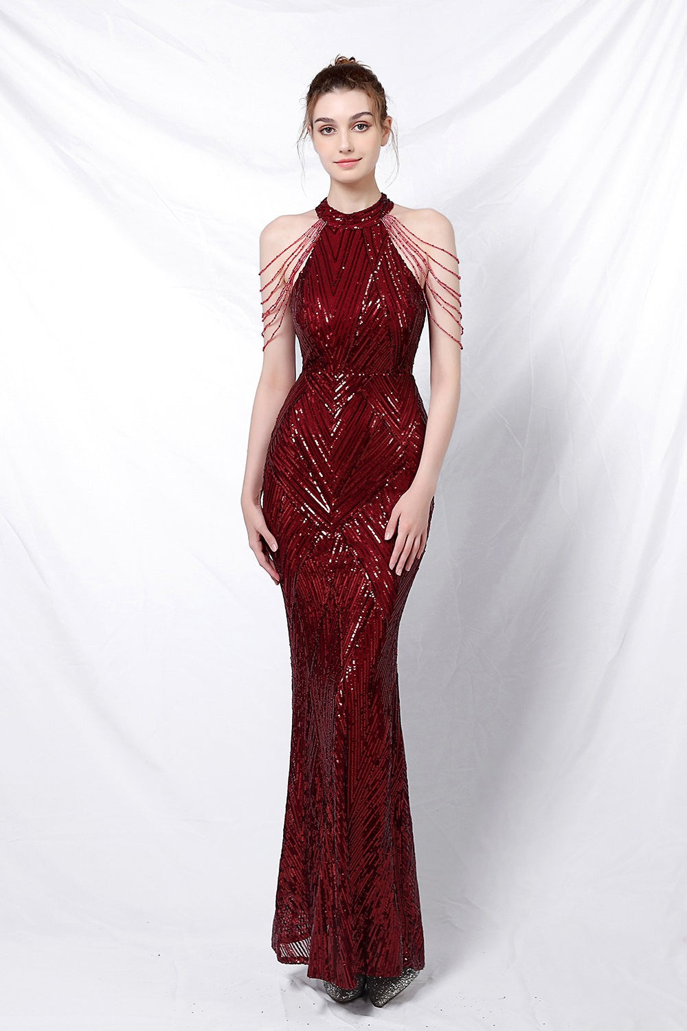 Sequin Halter Mermaid Maxi Dress 5