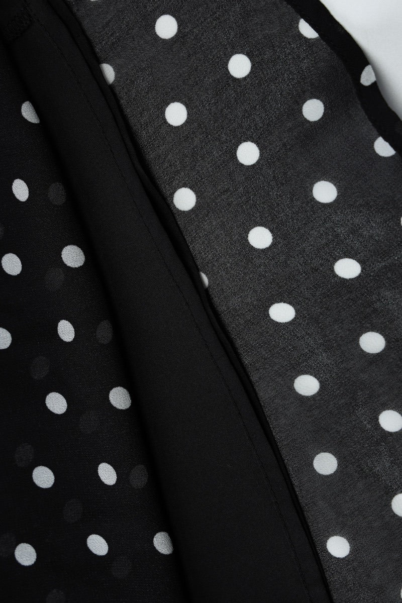 Black Halter Neck Square Neck Polka Dot Flared Ruffle Mini Dress 7
