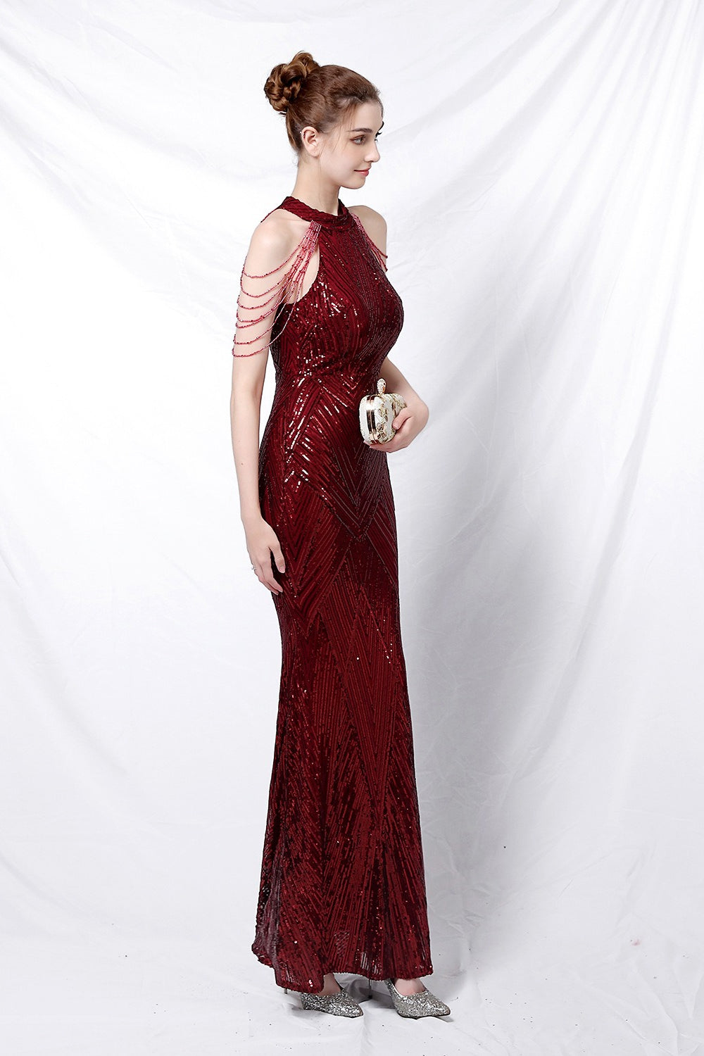 Sequin Halter Mermaid Maxi Dress 6