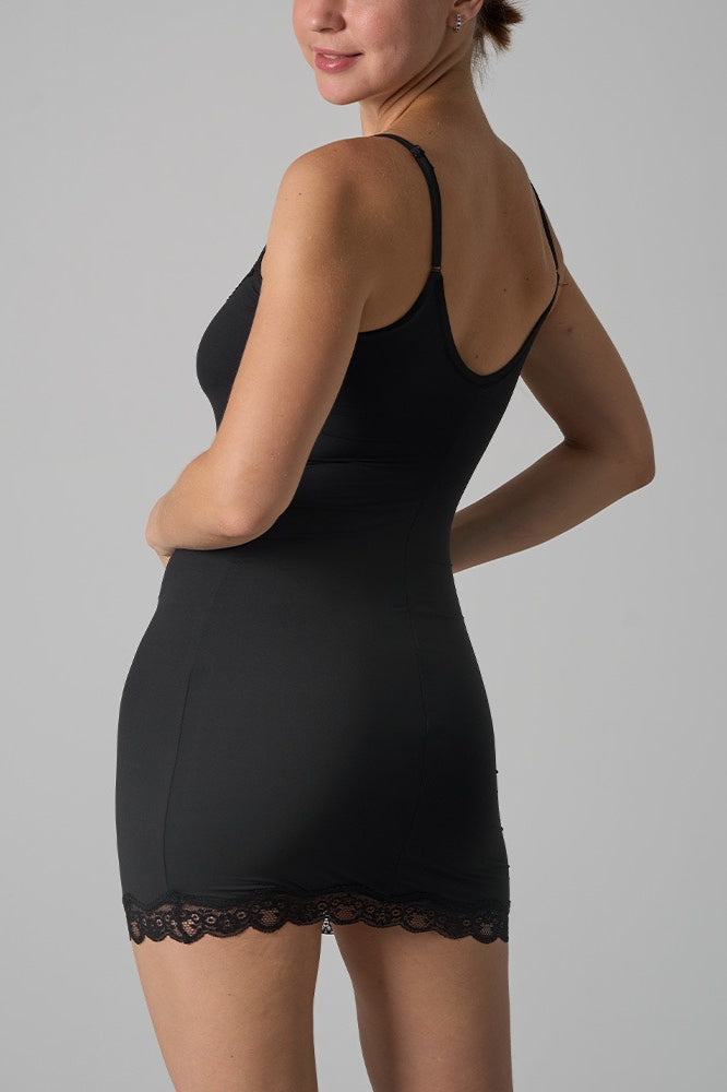 Scalloped Lace Trim Scoop Neck Spaghetti Strap Bodycon Mini Dress 6