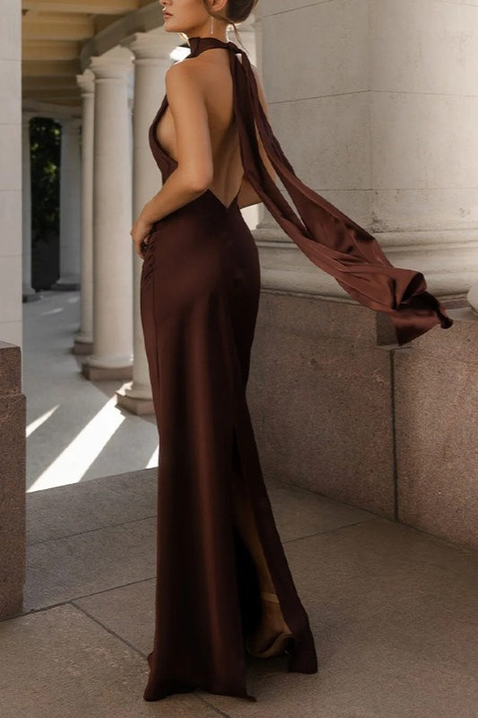 Satin Backless Sleeveless Dress 11