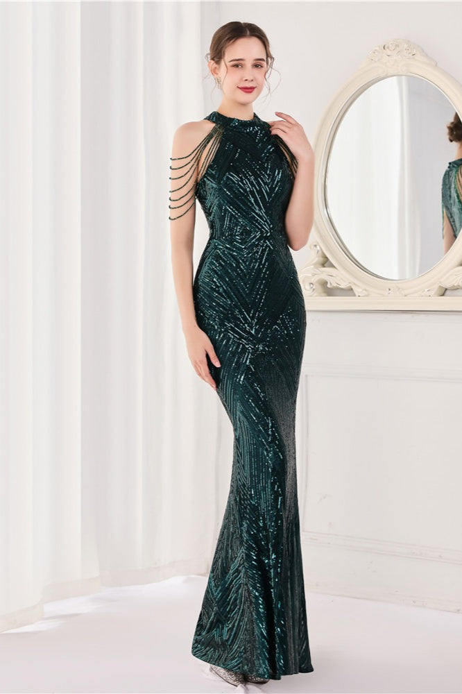 Sequin Halter Mermaid Maxi Dress 18
