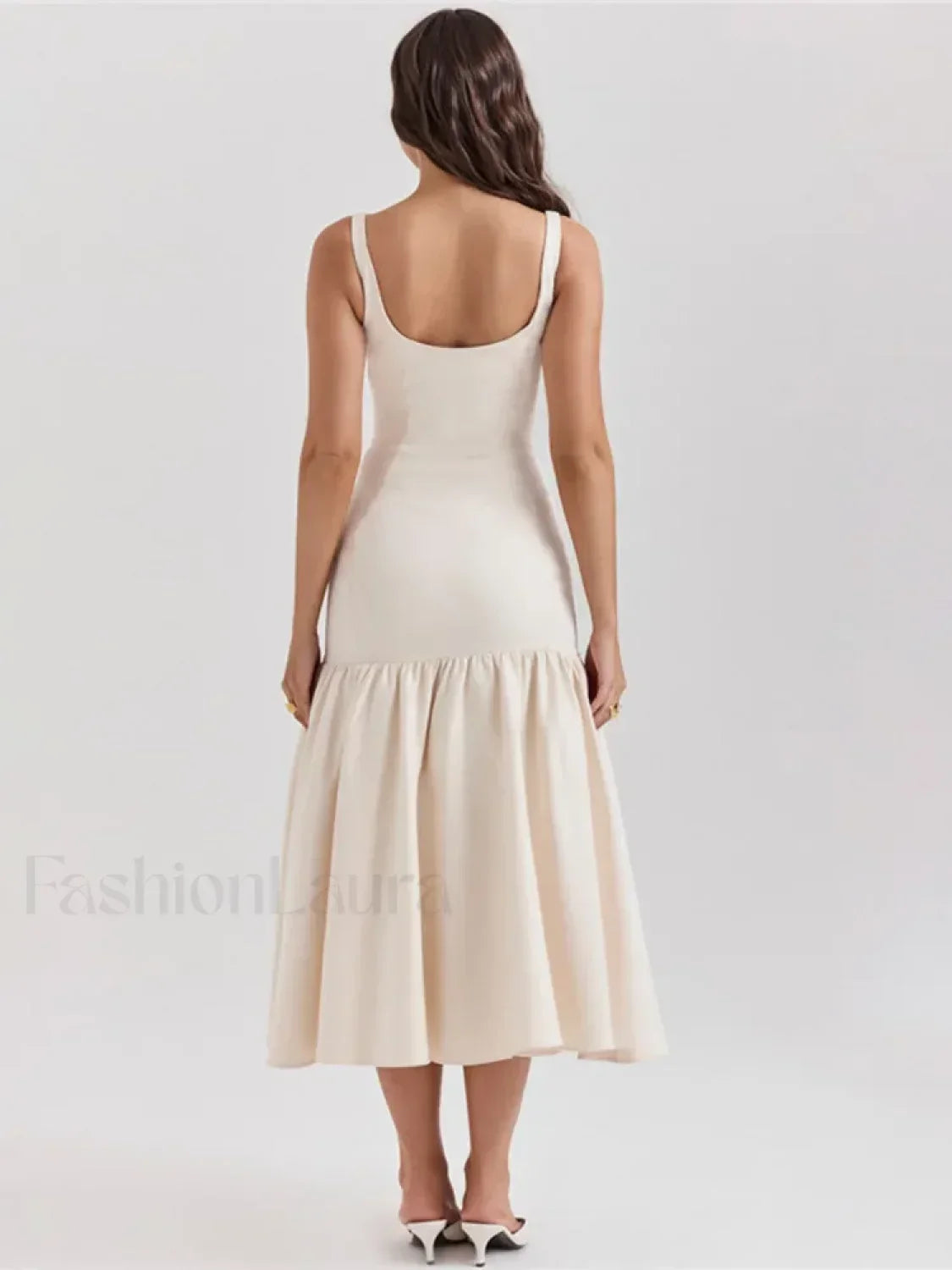 Fishtail Square-collar Midi Dress 9