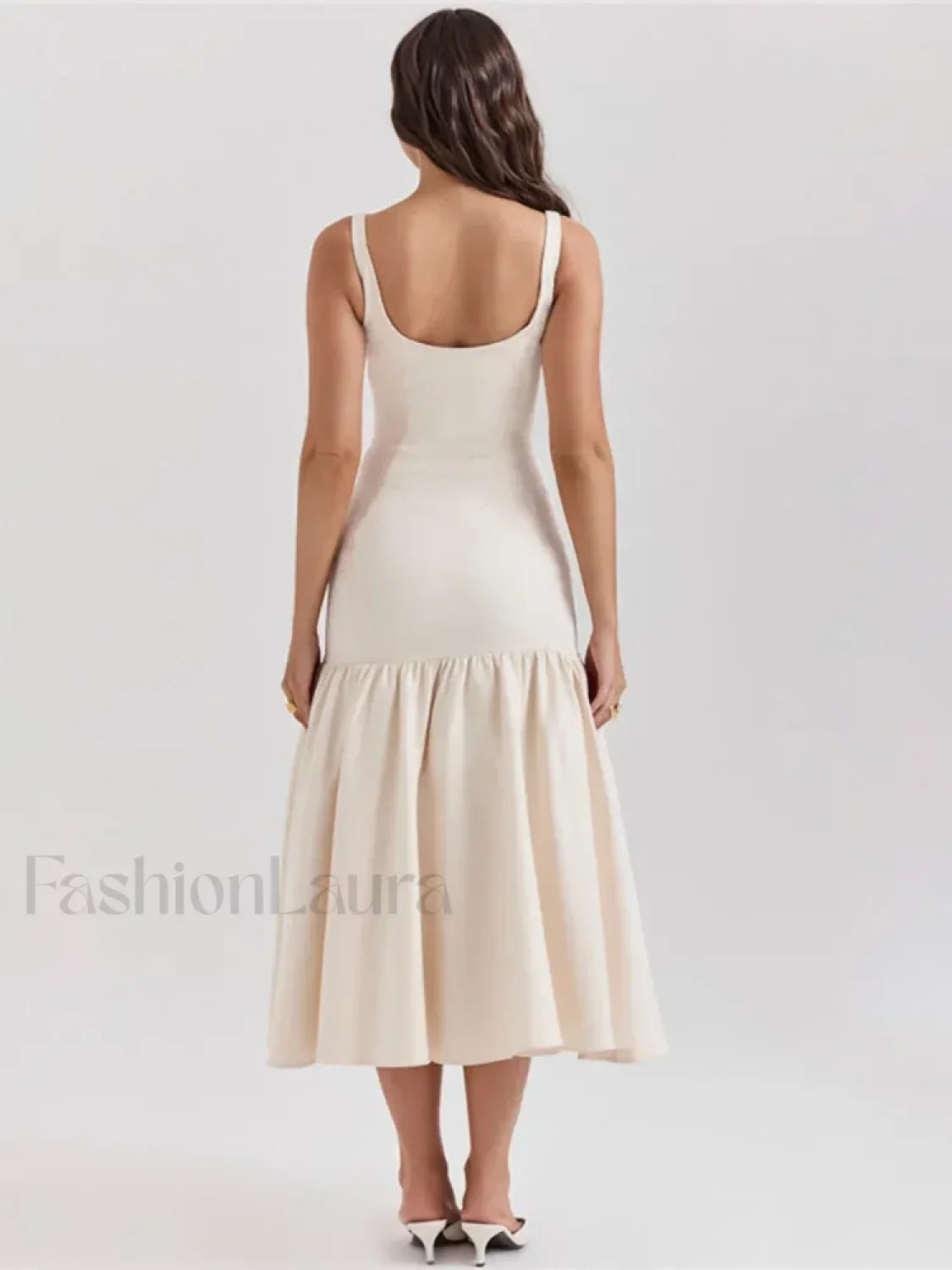 Fishtail Square-collar Midi Dress 4