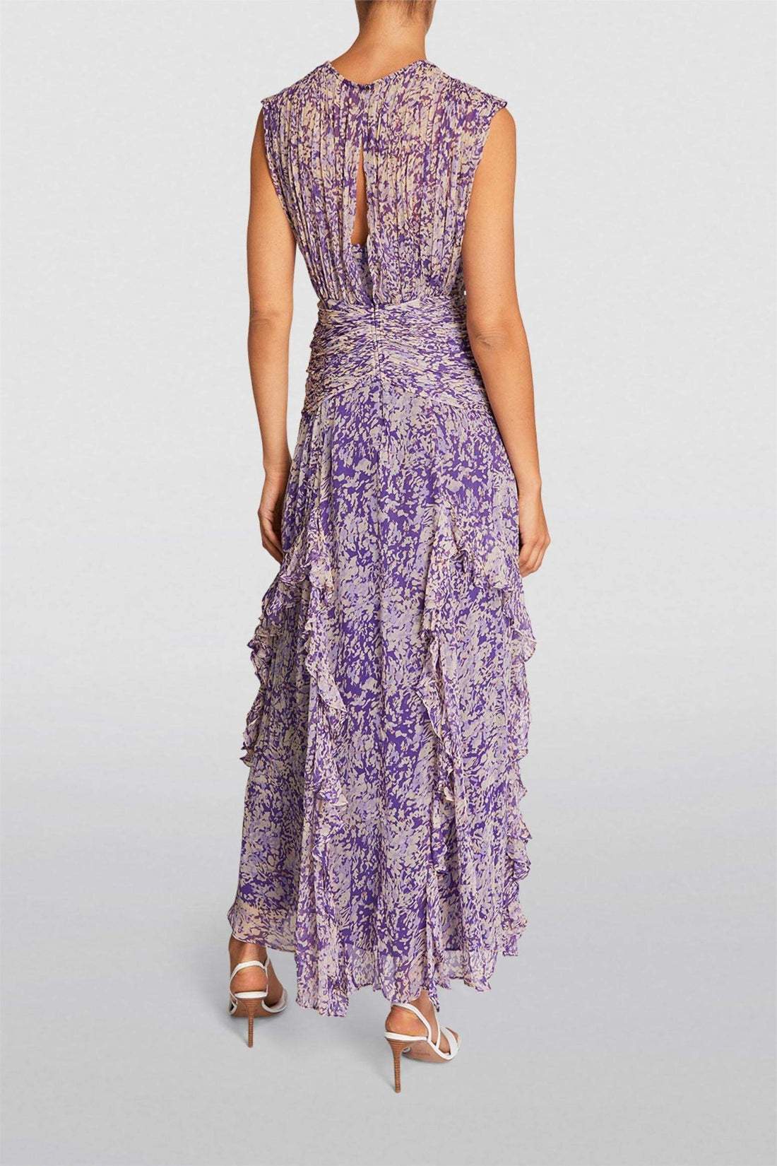 Abstract Print Tiered Ruffle Cascade Maxi Dress 2