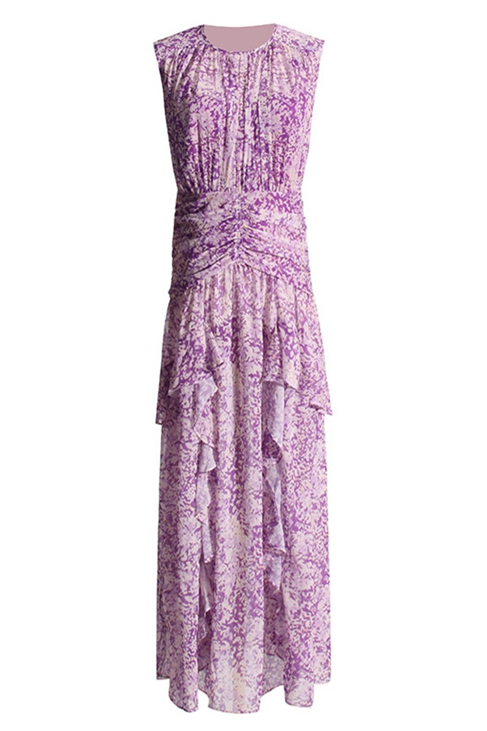 Abstract Print Tiered Ruffle Cascade Maxi Dress 3