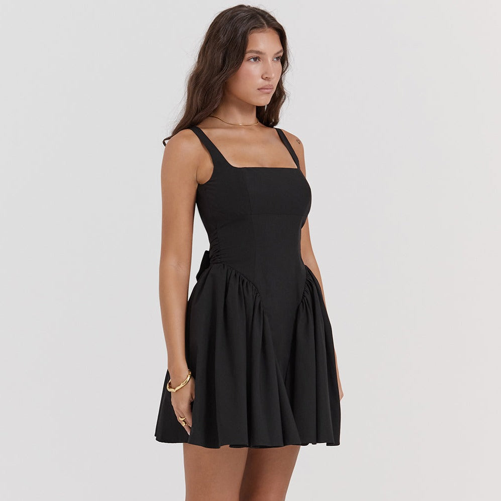 Backless Oversized Bow Tie Skater Mini Dress 14