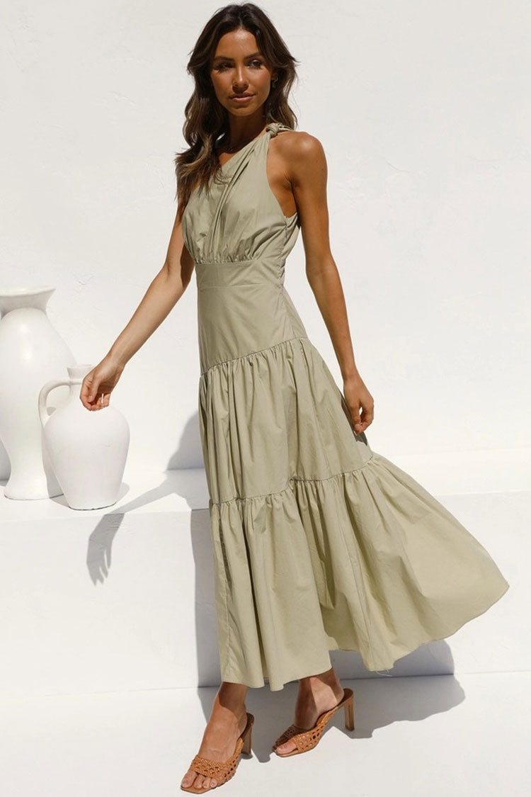 One Shoulder Gathered Waistband Tiered Midi Dress 2