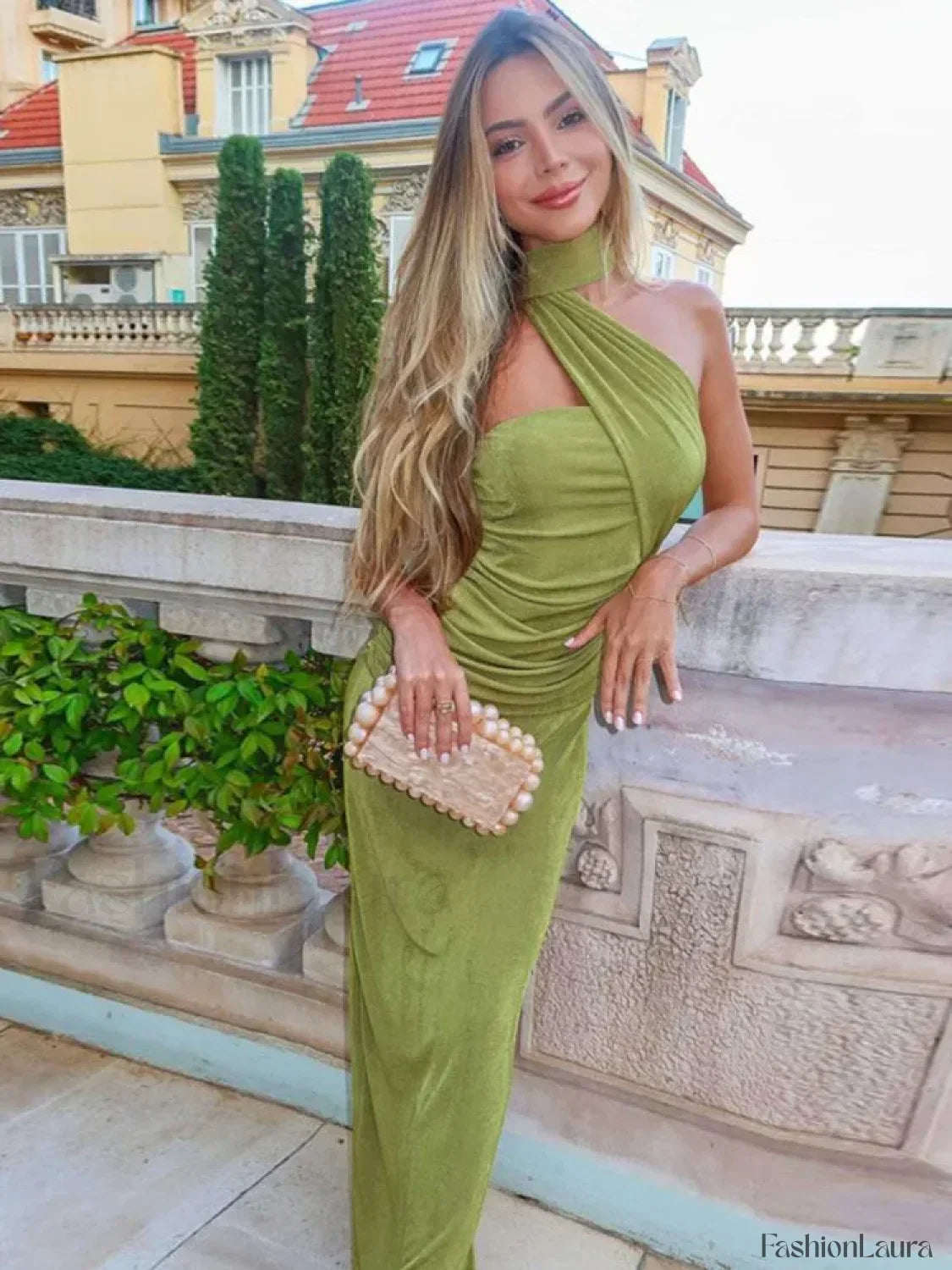 Green Strapless Bodycon Maxi Dress 11