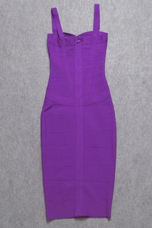 Plum Purple Sweetheart Criss Cross Waist Bandage Bodycon Midi Dress 12