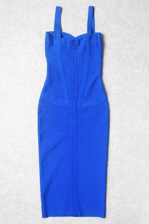 Royal Blue Bandage Sweetheart Neck Criss Cross Bodycon Midi Dress 12