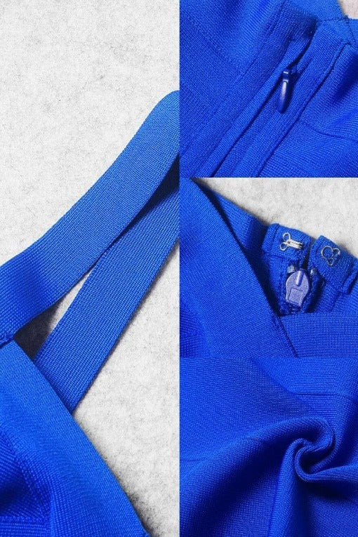 Royal Blue Bandage Sweetheart Neck Criss Cross Bodycon Midi Dress 13