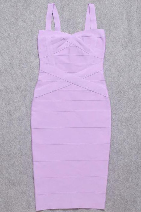 Violet Purple Sweetheart Criss Cross Waist Bandage Bodycon Midi Dress 12