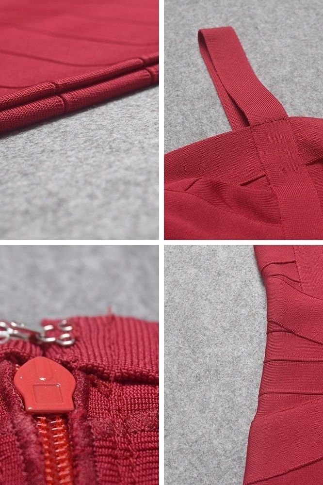 Red Wine Bandage Sweetheart Neck Criss Cross Bodycon Mini Dress 12