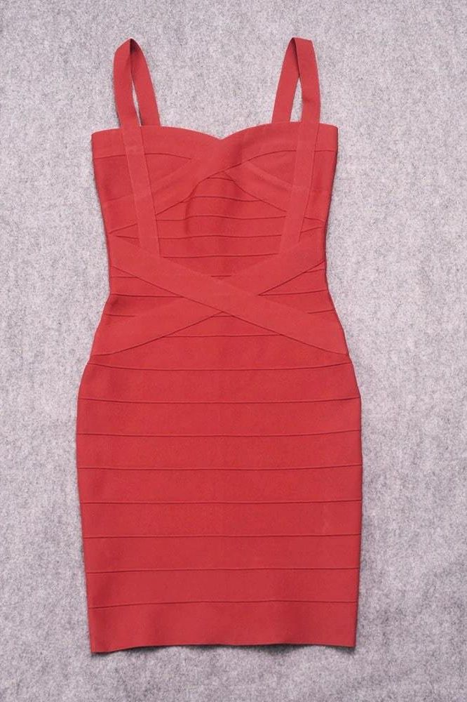 Red Wine Bandage Sweetheart Neck Criss Cross Bodycon Mini Dress 10