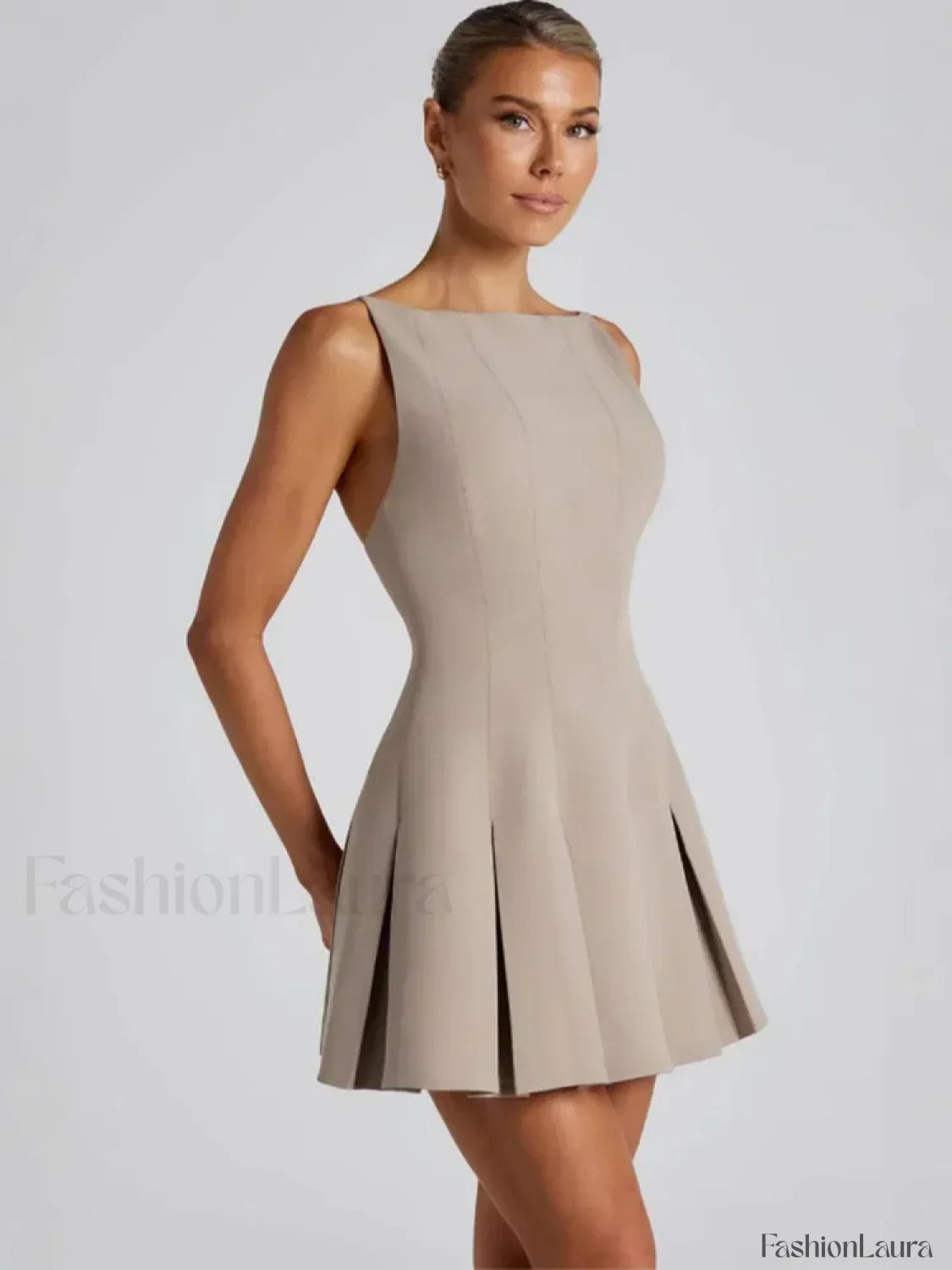 High Waist A-Line Mini Dress 19