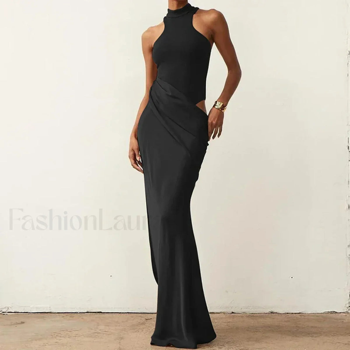 Hollow Pleated Patchwork Maxi Dress 9