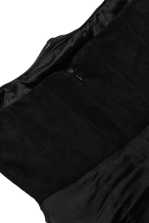 Classic Black Faux Two-Piece Strapless Corset Bustier Satin Ruched Wrap Maxi Dress 8