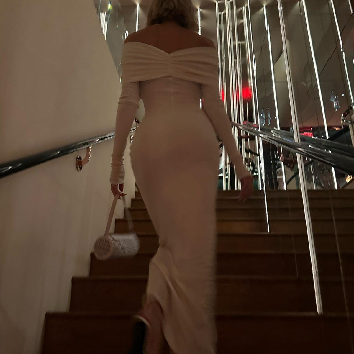 Off Shoulder Twisted Knot Long Sleeve Bodycon Maxi Gown 7