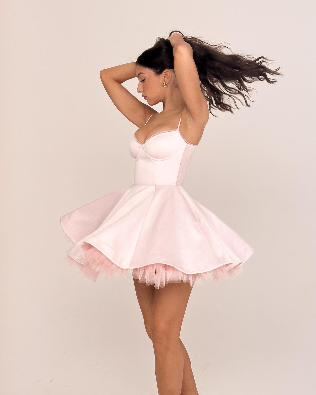Sweetheart Neck Lace Trim Spaghetti Strap Tulle Hem Fit and Flare Mini Dress 15