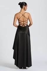 Spaghetti Strap High Low Ruffle Hem Side Slit Bodycon Maxi Dress 39