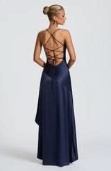 Spaghetti Strap High Low Ruffle Hem Side Slit Bodycon Maxi Dress 33