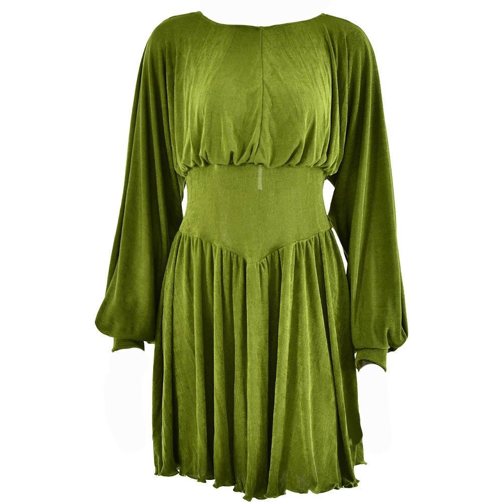 Button Ruched Corset Long Sleeve Mini Dress 10