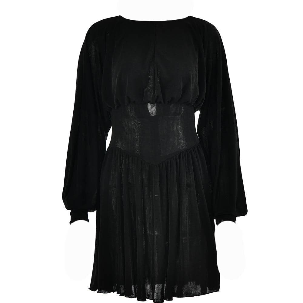 Button Ruched Corset Long Sleeve Mini Dress 3